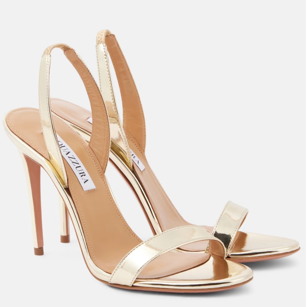 Gold Aquazzura So Nude Sandal Heels Size 7 1/2